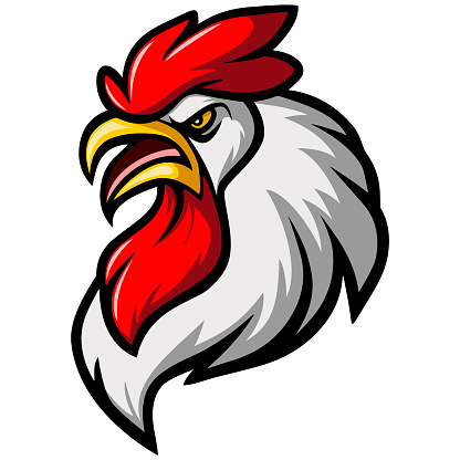 Vector Illustration of Angry rooster head mascot character