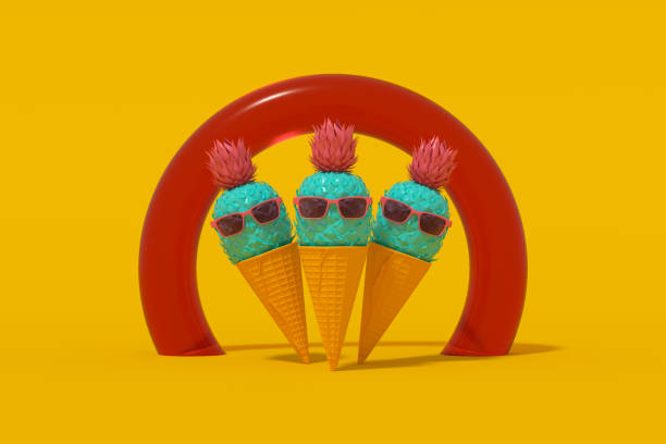 istock Tropical pineapple with sunglasses on ice cream cone, minimal summer concept 1457296768