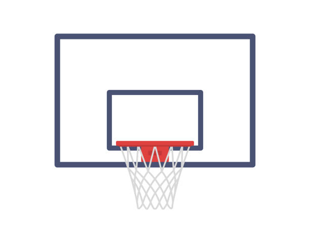 eine illustration eines basketballtores von vorne betrachtet. - basketball hoop illustrations stock-grafiken, -clipart, -cartoons und -symbole