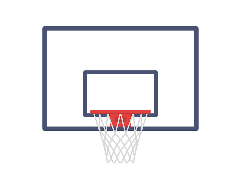 An illustration of a basketball goal viewed from the front.