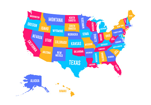 United States of America USA Regions Map Vector Illustration