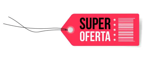 Vector illustration of Super Offer Spanish Shopping Vector Label