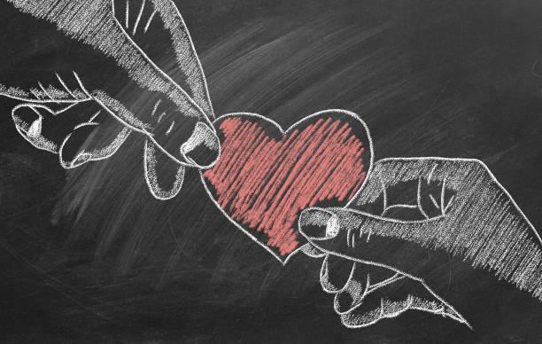 Take my heart Male and female hands with heart. Concept of Love, Life, Care, Compassion, Mercy, Philanthropy, Health. I Love You. Happy Valentine's day. World heart day. Take my heart. Chalk drawn illustration. forgiveness stock pictures, royalty-free photos & images