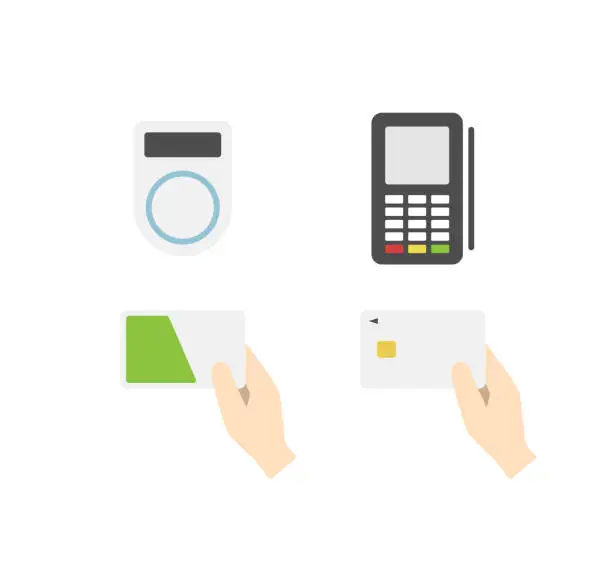Vector illustration of Illustration of payment by credit card or IC card.