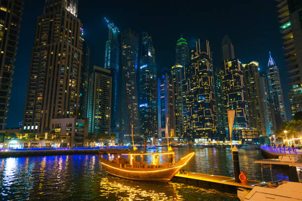 istock Illuminated Dubai Marina at night 1457310282