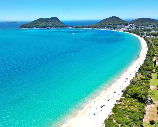 shoal bay dall'alto - port stephens new south wales australia coastline foto e immagini stock