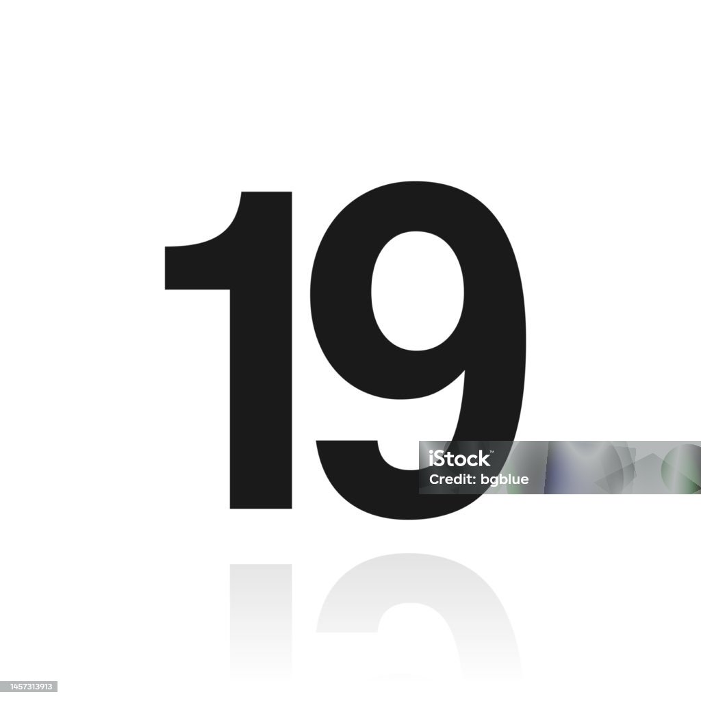 19 Number Nineteen Icon With Reflection On White Background Stock 19 Number Nineteen Icon With Reflection On White Background Stock