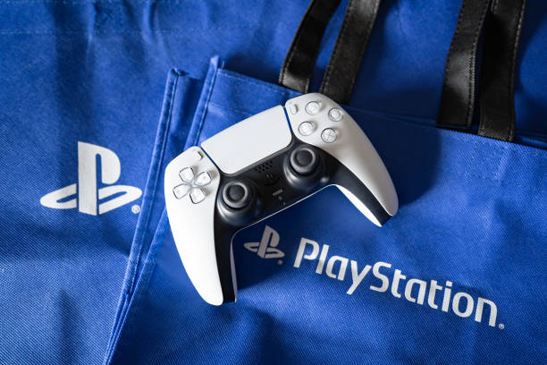 Playstation 5's DualSense game controller stock photo
