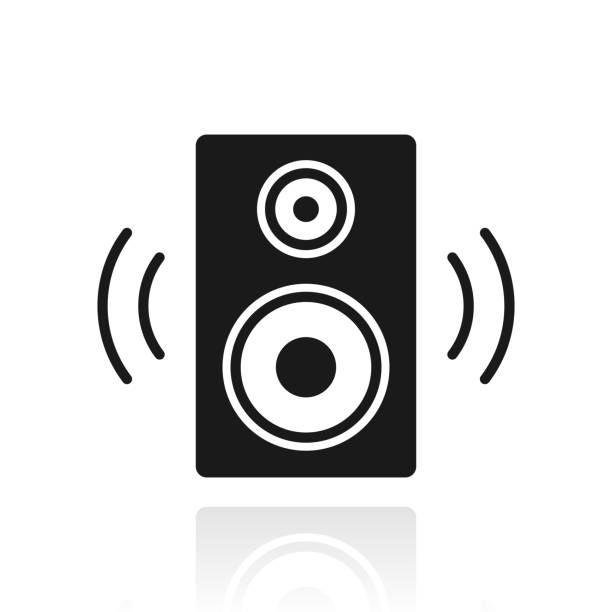 Speaker. Icon with reflection on white background Icon of "Speaker" with its reflection and isolated on a blank background. Vector Illustration (EPS file, well layered and grouped). Easy to edit, manipulate, resize or colorize. Vector and Jpeg file of different sizes. speaker-vector stock illustrations