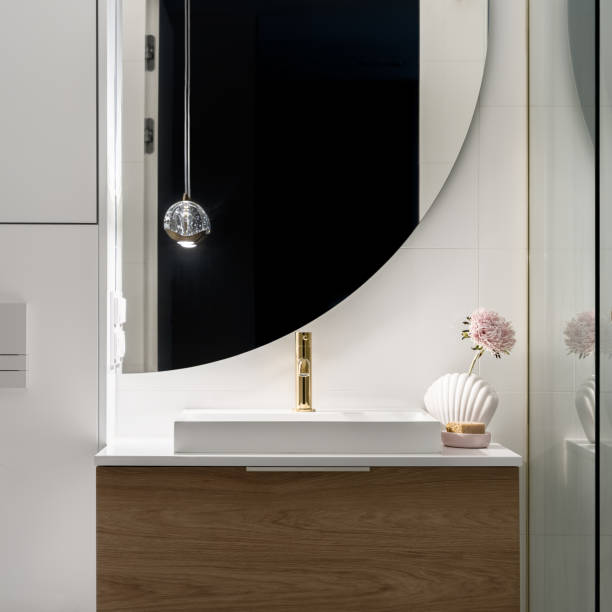 istock Elegant bathroom washbasin with decorations 1457315922