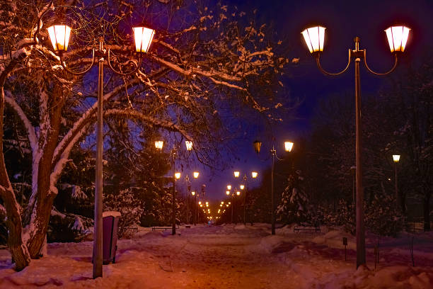 istock Alley night lamp winter 1457317110
