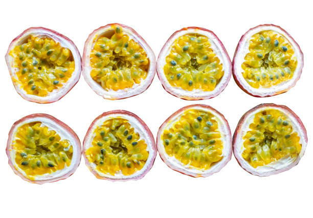 istock Top view of sliced passion fruit, focus selective 1457328014