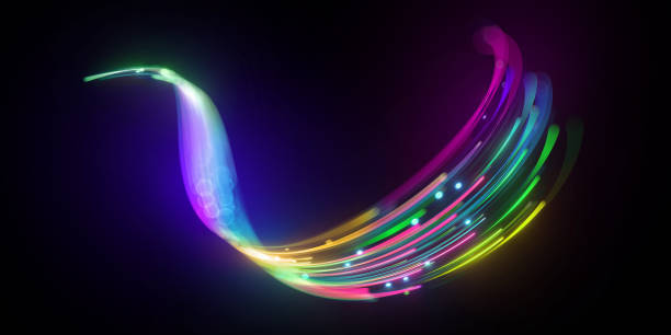 istock 3d rendering, abstract background with unfocussed glowing neon wave, curvy lines and bokeh lights. Blurry colorful wallpaper 1457332256