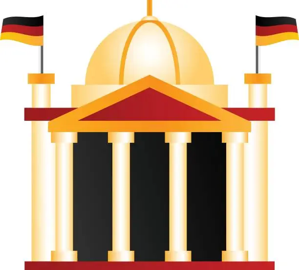 Vector illustration of Reichstag building concept, berlin legislative house vector color icon design, Germanic symbol, Germany culture sign, Deutschland traditions Elements stock illustration