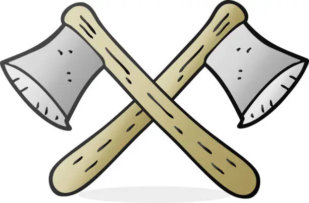 Vector illustration of freehand drawn cartoon crossed axes