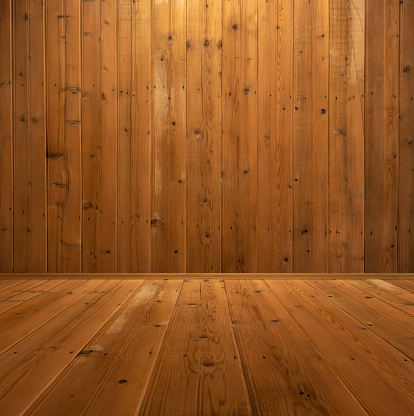 Wooden empty wall and floor background