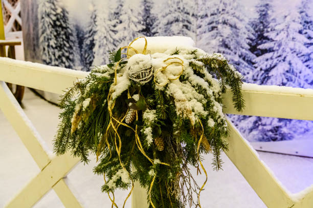 Branches of fir tree and christmas decorations