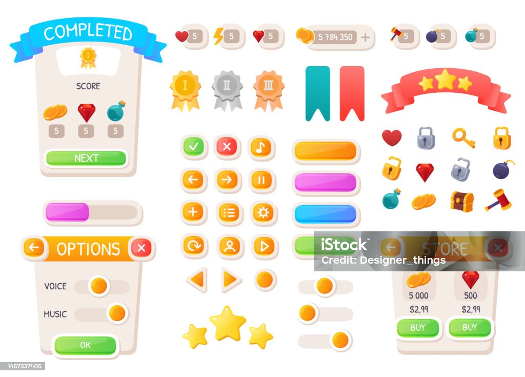 Tooltip In Games Game Ui Buttons Mobile Application Or Game Interface Elements Cartoon ...