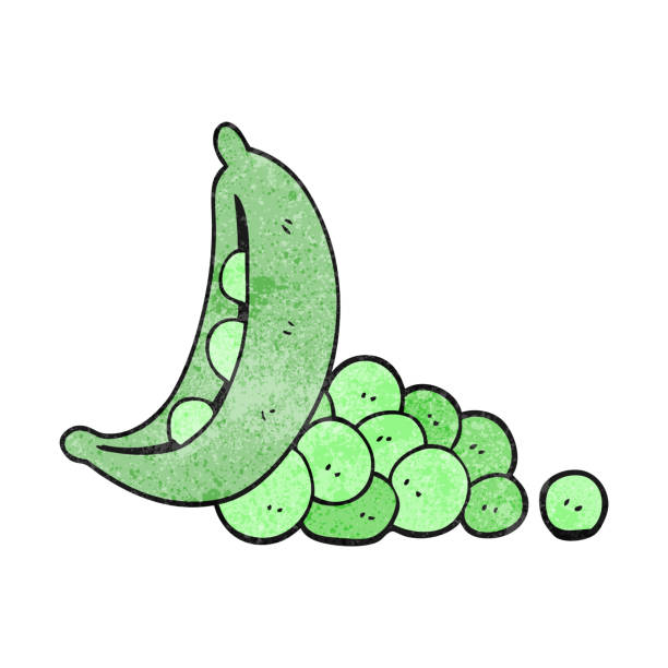 freihandstrukturierte cartoon-erbsen in schote - green pea pea pod vegetable cute stock-grafiken, -clipart, -cartoons und -symbole