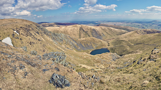Taken from Blencathra looking over towards Atkinson Pike, Sharp Edge, Bannerdale Crags and Scales Tarn.