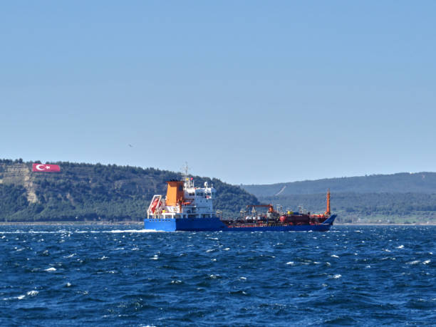 Cargo ship crossing Canakkale strait