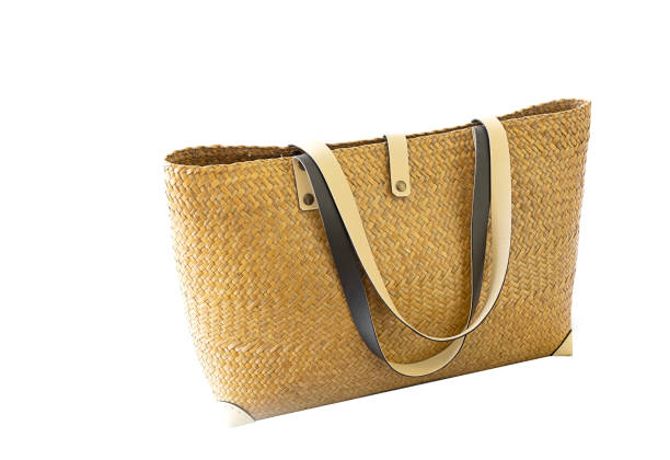 istock Woven bag or straw bag on white background 1457352397
