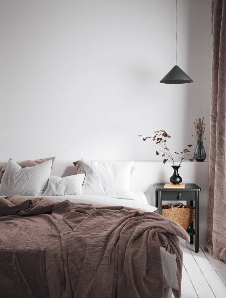 istock Home mockup, Coastal boho style bedroom interior background 1457355560