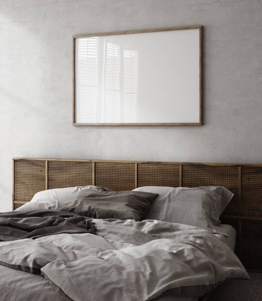 istock Frame mockup in luxury bedroom interior background, loft style 1457355580