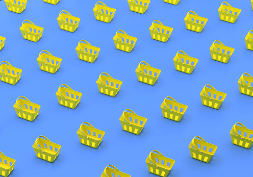 Repeated Shopping Cart On Blue Background