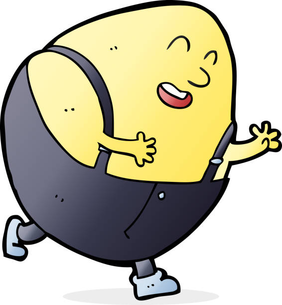 illustrazioni stock, clip art, cartoni animati e icone di tendenza di fumetto humpty dumpty uovo di - humpty dumpty nursery rhyme cartoon drawing