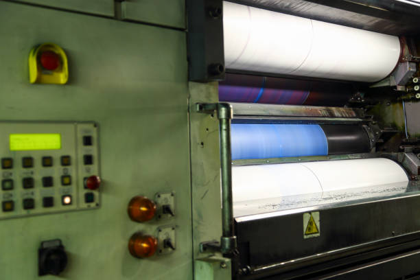 istock Printing press machine in a printing plant 1457359413