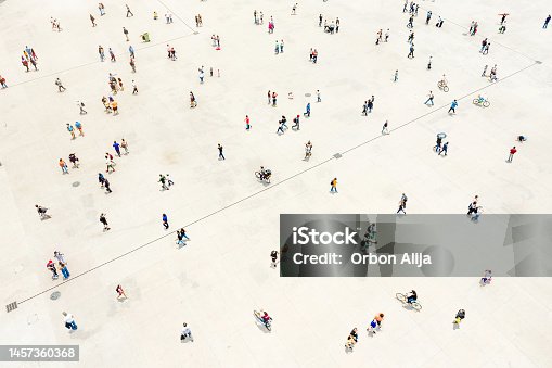 istock Aerial view of crowd 1457360368
