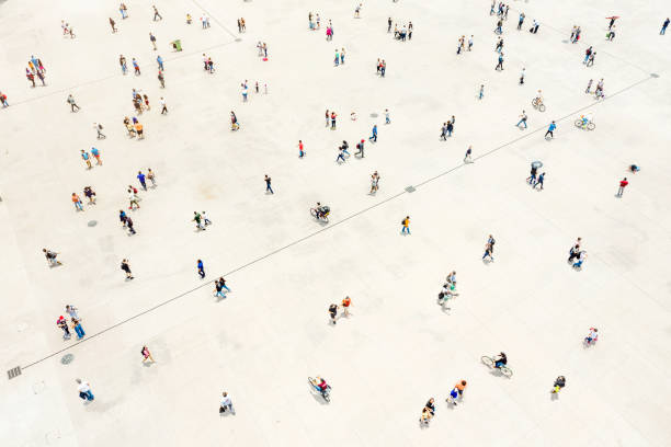 Vista aérea da multidão - foto de acervo