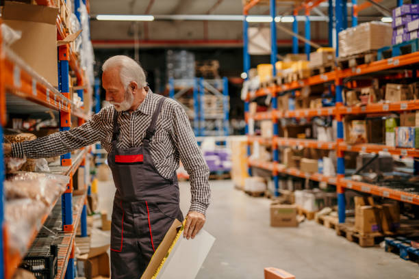 Worried industry employee stock photo