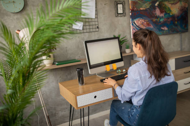 istock Woman working online from her home 1457364764