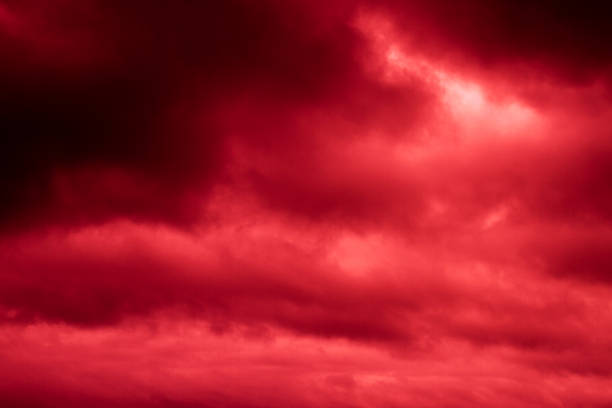istock Fiery red sky. Blood clouds. Horror. Background, banner. Horror, explosion, disaster. 1457364935