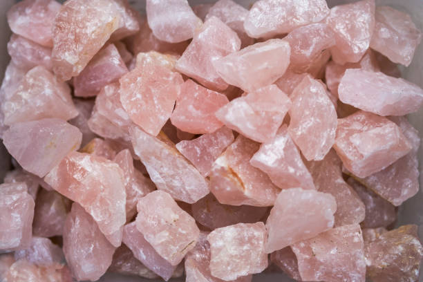 istock Pile of Raw Rose quartz stone 1457366751