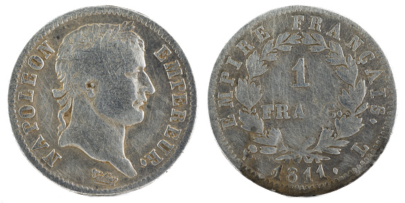 1811, France 1st Empire, Napoleon I. Silver Coin. 1 Franc.