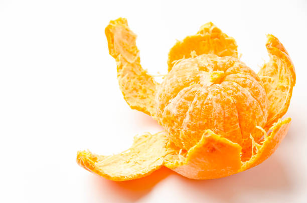 Peeled tangerine, Afourer Mandarin on white background