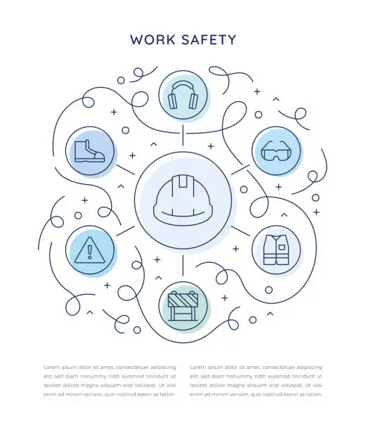 Vector illustration of Work Safety Six Steps Infographic Template