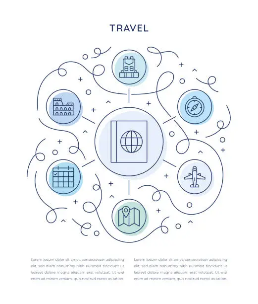 Vector illustration of Travel Six Steps Infographic Template