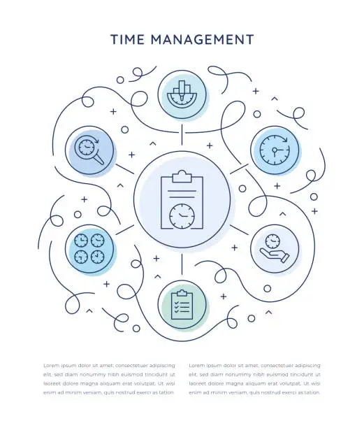 Vector illustration of The Management Six Steps Infographic Template