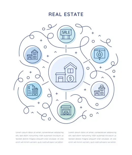 Vector illustration of Real Estate Six Steps Infographic Template
