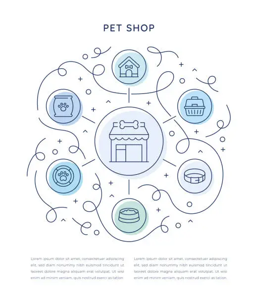 Vector illustration of Pet Shop Six Steps Infographic Template