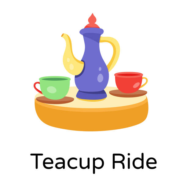 Teacup Ride Get some fun vibes for your project with this park icon set. From park rides to food stalls this pack contains a whole of 60 icons allowing you to show all the fun that a fair has to offer. tea cup ride stock illustrations