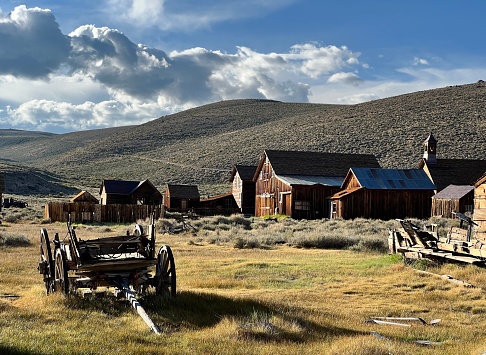 Picture of some of the abandoned buildings left behind in Bodie, California. Bodie is a ghost town that has now become a historical state park.