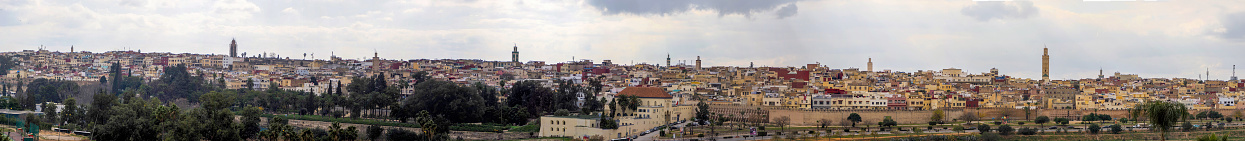 Panoramic view of Meknes, a city in Morocco which was founded in the 11th century by the Almoravids as a military settlement,