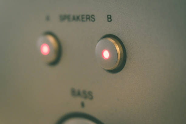 Amp bass music switch for record player minimal clean turning on off turned red light