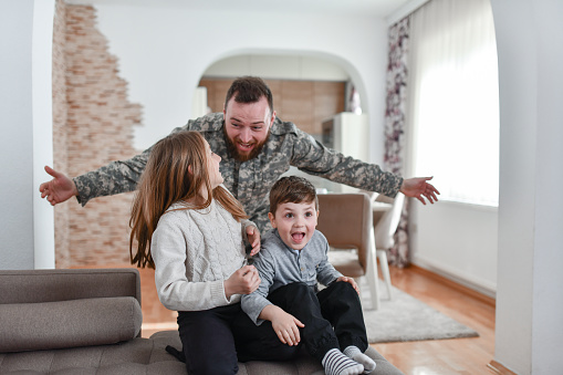 Children Happy To See Soldier Father Alive And Well