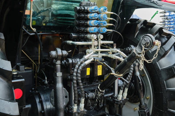 istock Closeup rear view of a modern tractor. 1457383052